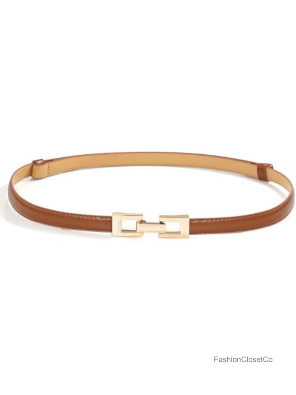 Skinny PU Leather Belt Women Thin Waist Belt Gold Buckle for Dresses